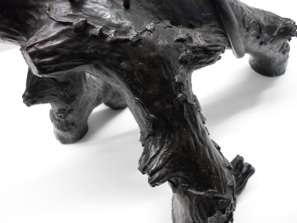 LARGE HEAVY JAPANESE BRONZE EAGLE ON BRANCH MEIJI PERIOD View XI