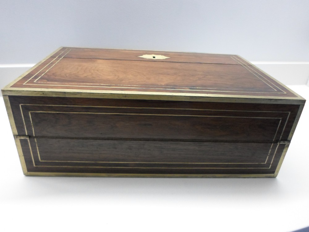 LARGE GEORGIAN CAMPAIGN WRITING BOX WITH POP UP MECHANISM  View II