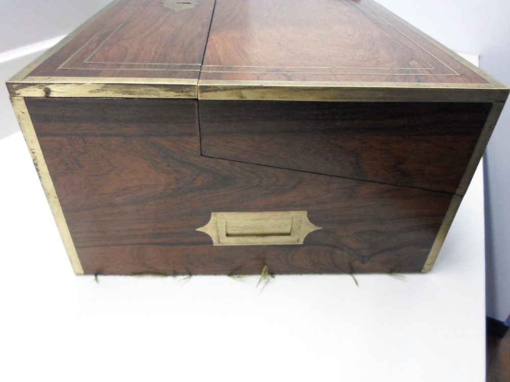 LARGE GEORGIAN CAMPAIGN WRITING BOX WITH POP UP MECHANISM  View III