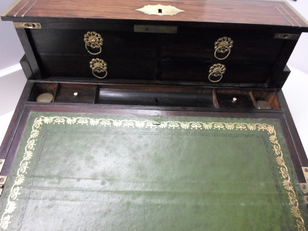 LARGE GEORGIAN CAMPAIGN WRITING BOX WITH POP UP MECHANISM  View IX