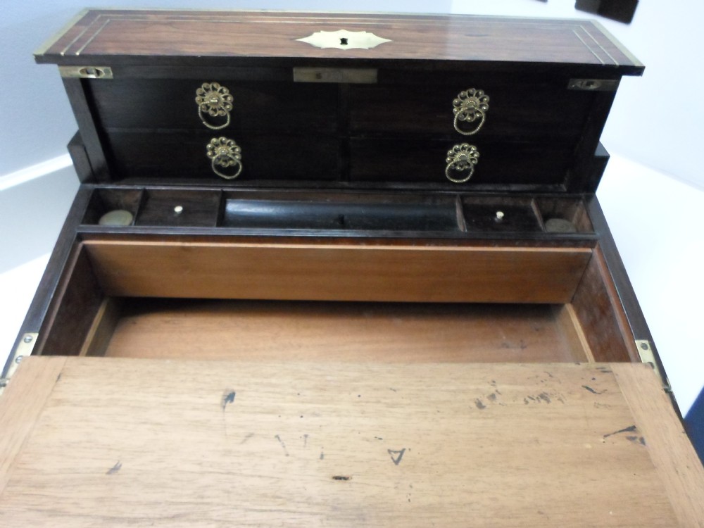 LARGE GEORGIAN CAMPAIGN WRITING BOX WITH POP UP MECHANISM  View XI