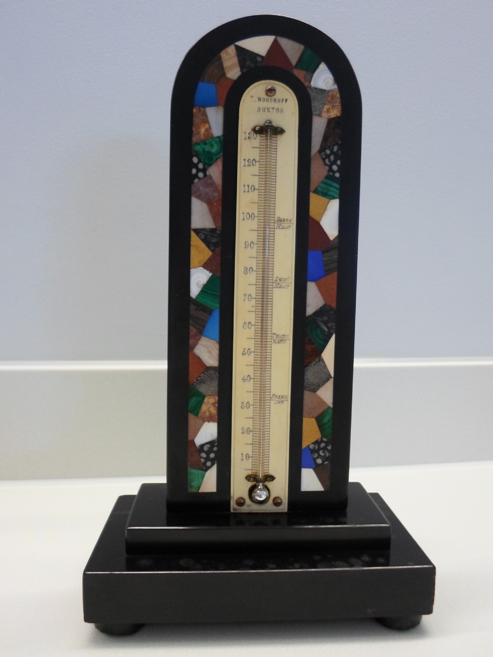 LARGE DERBYSHIRE SPECIMEN STONE THERMOMETER BUXTON