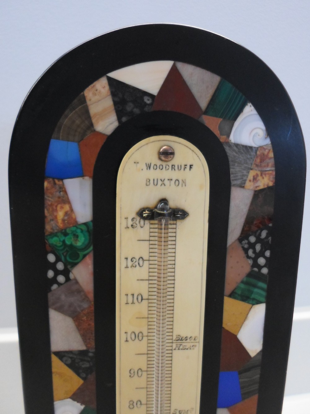 LARGE DERBYSHIRE SPECIMEN STONE THERMOMETER BUXTON View II