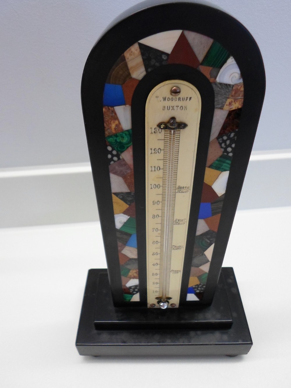LARGE DERBYSHIRE SPECIMEN STONE THERMOMETER BUXTON View III