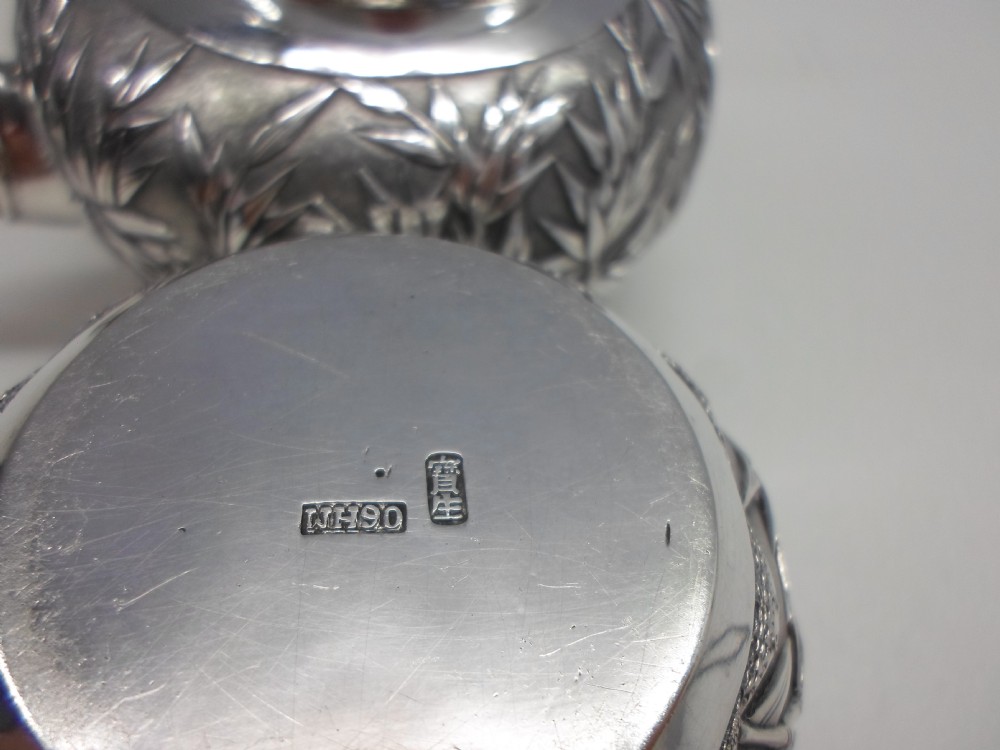 FINEST QUALITY CHINESE SILVER TEA KETTLE AND SUCRIER WANG HING View VIII