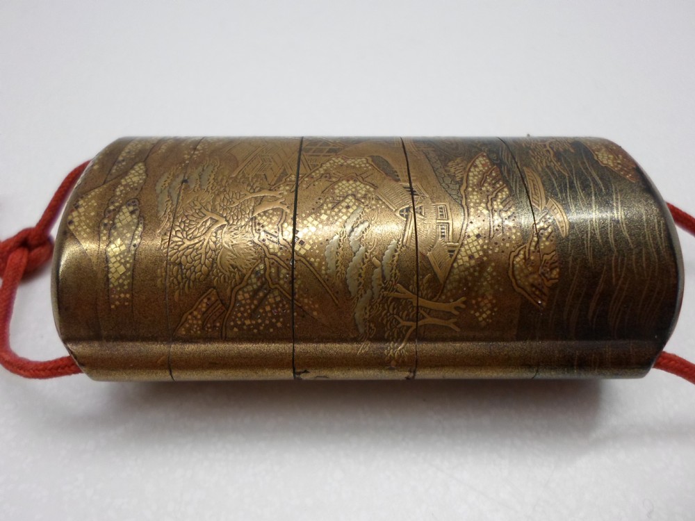 JAPANESE GOLD LACQUER 5 SECTION INRO MEIJI PERIOD View II