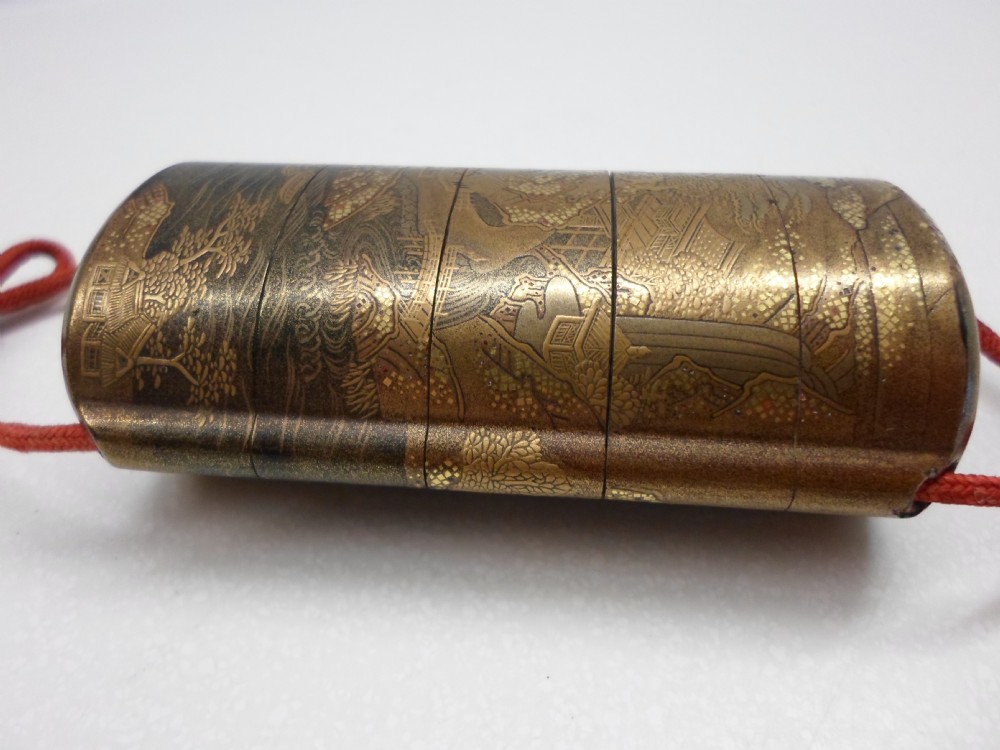 JAPANESE GOLD LACQUER 5 SECTION INRO MEIJI PERIOD View III