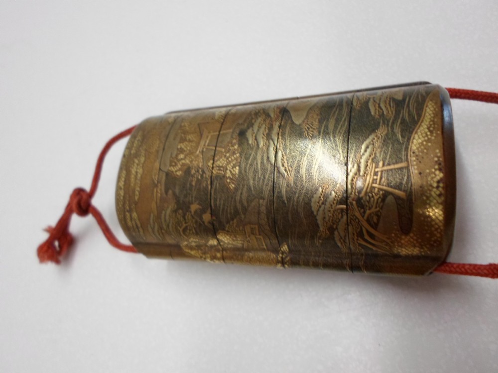 JAPANESE GOLD LACQUER 5 SECTION INRO MEIJI PERIOD View V