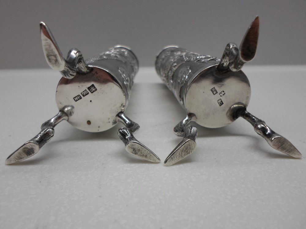 GREAT PAIR OF CHINESE SILVER SPILL VASES BY WANG HING View V