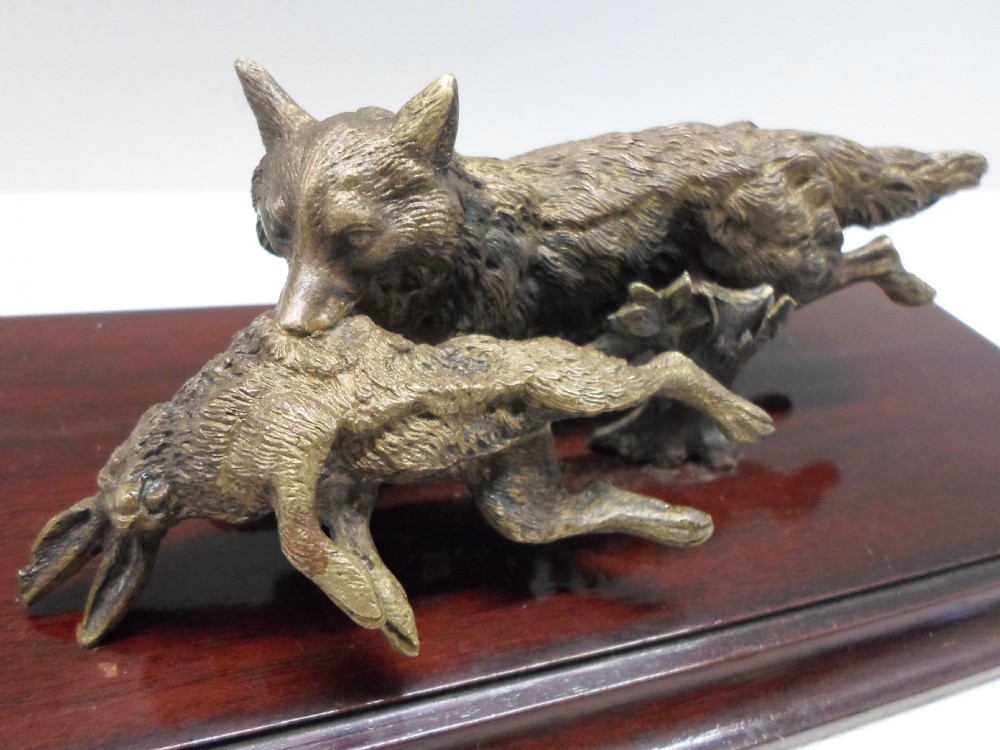 BRONZE FOX AND HARE PAPER CLIP POSSIBLY AUSTRIAN BERGMAN