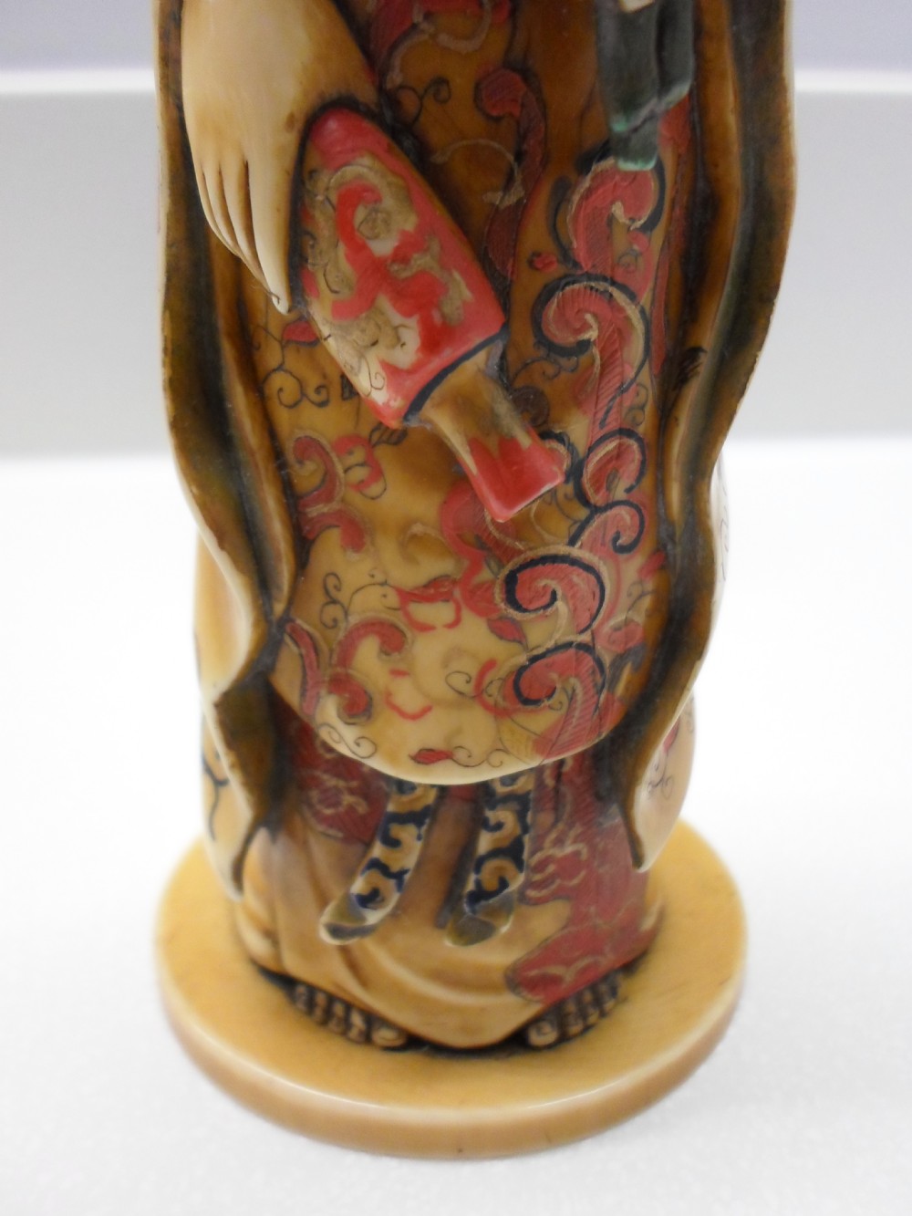 RARE 19TH CENTURY JAPANESE PAINTED IVORY OKIMONO OF KANNON (KUAN-YIN) View IX