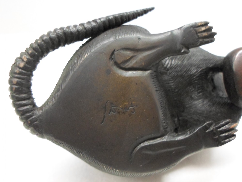  JAPANESE BRONZE OKIMONO OF A RAT SIGNED View VII