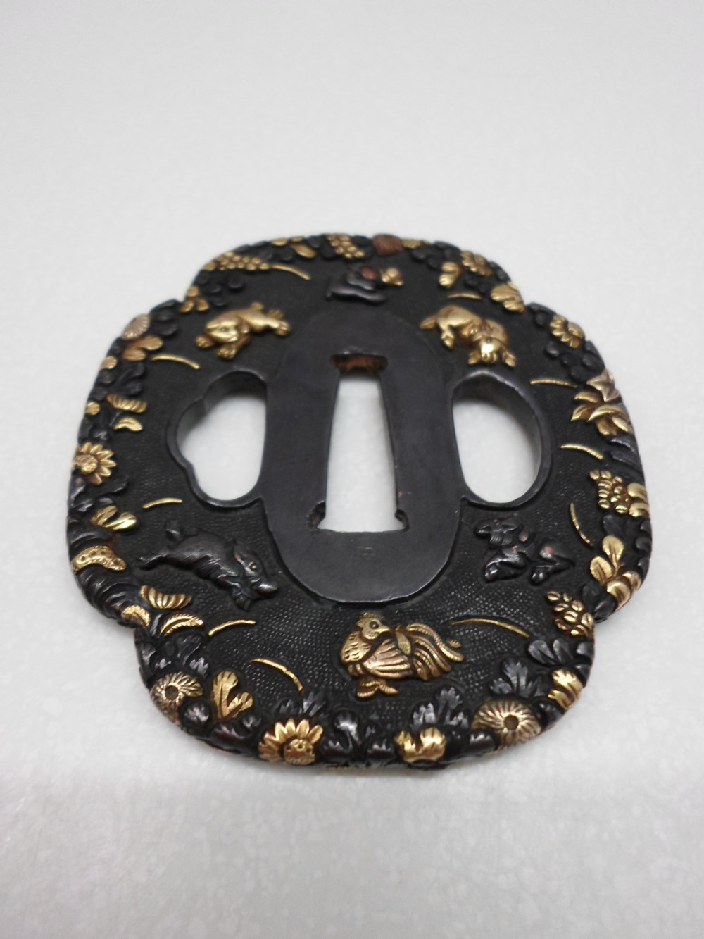 SUPERB 19TH CENTURY BRONZE & MIXED METAL ZODIAC TSUBA View IV