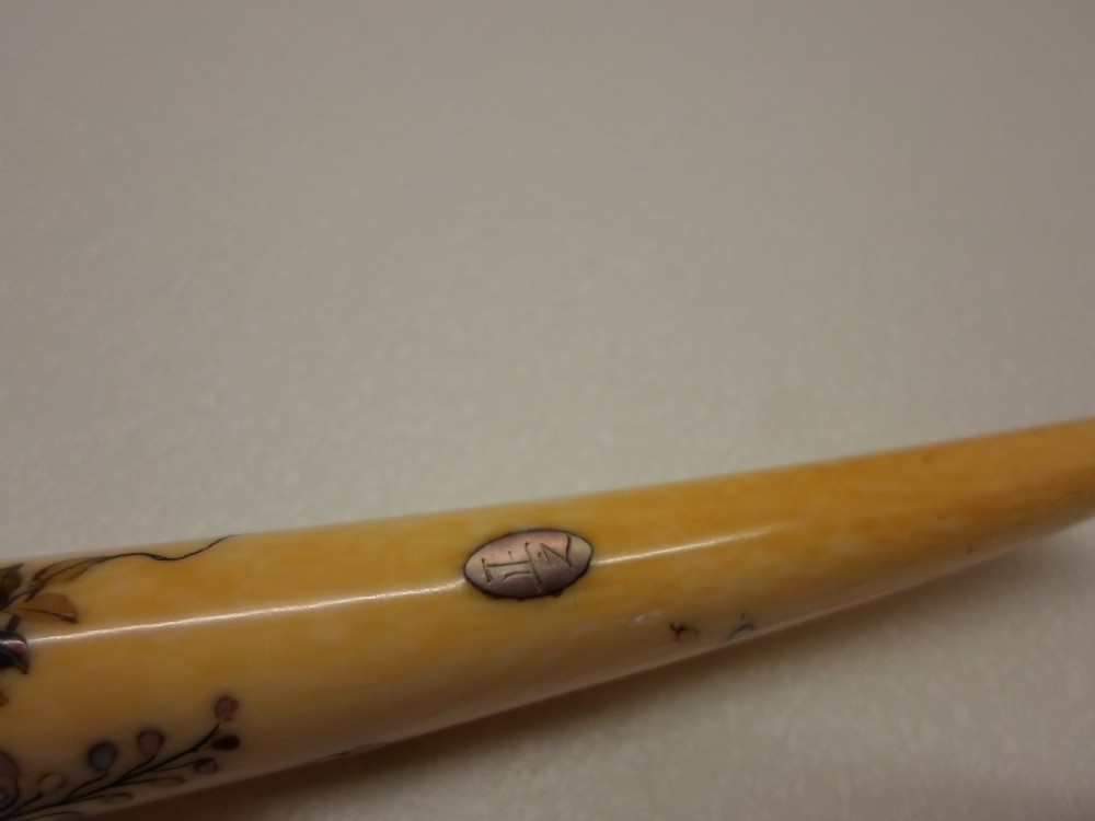 UNUSUAL JAPANESE IVORY AND SHIBAYAMA CIGAR CUTTER View IX