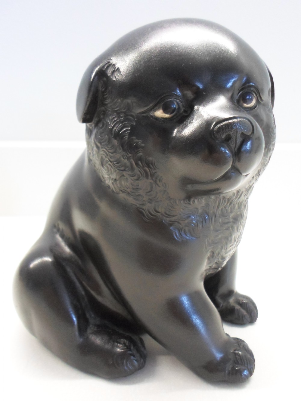 CHARMING MEIJI PERIOD JAPANESE BRONZE PUPPY DOG 