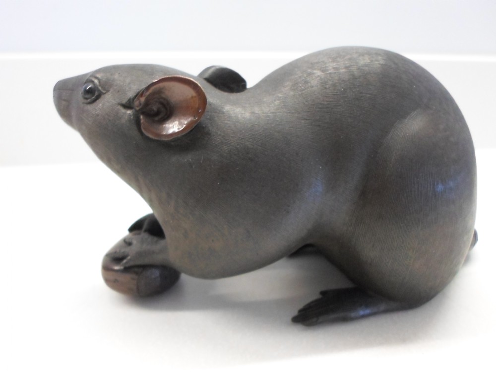 LARGE FINEST QUALITY PAIR OF JAPANESE BRONZE RAT OKIMONO'S  View IV
