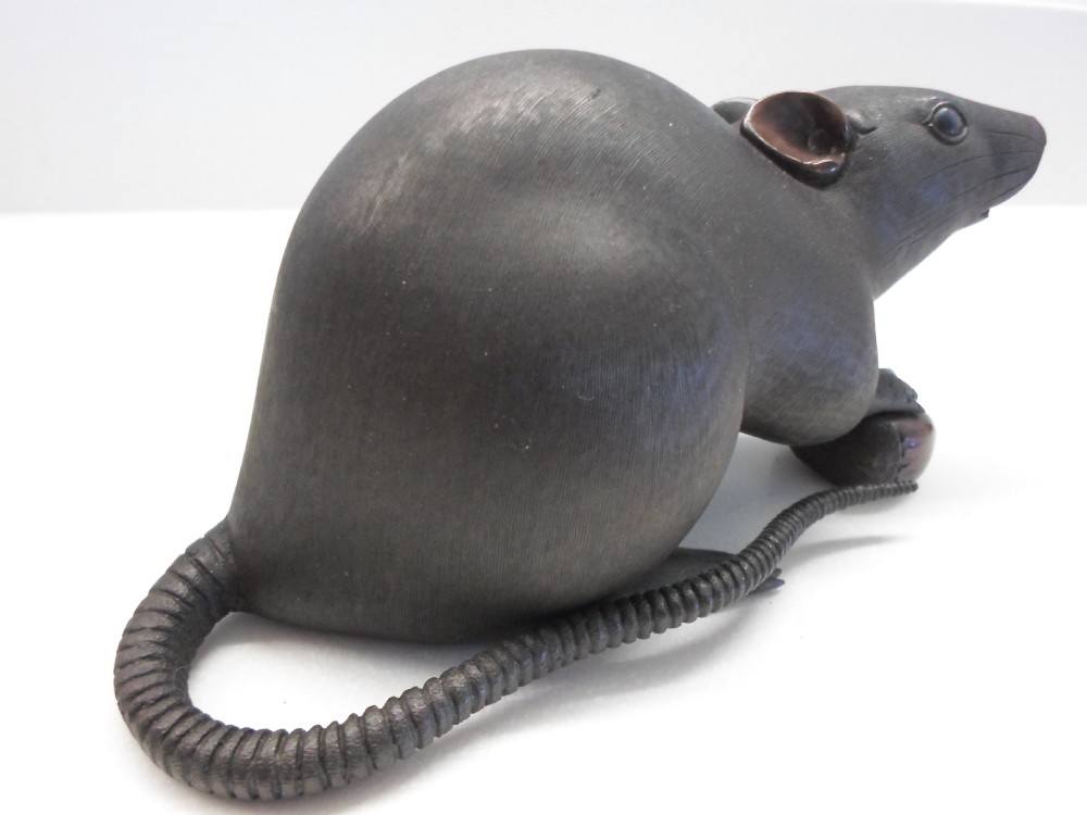 LARGE FINEST QUALITY PAIR OF JAPANESE BRONZE RAT OKIMONO'S  View V