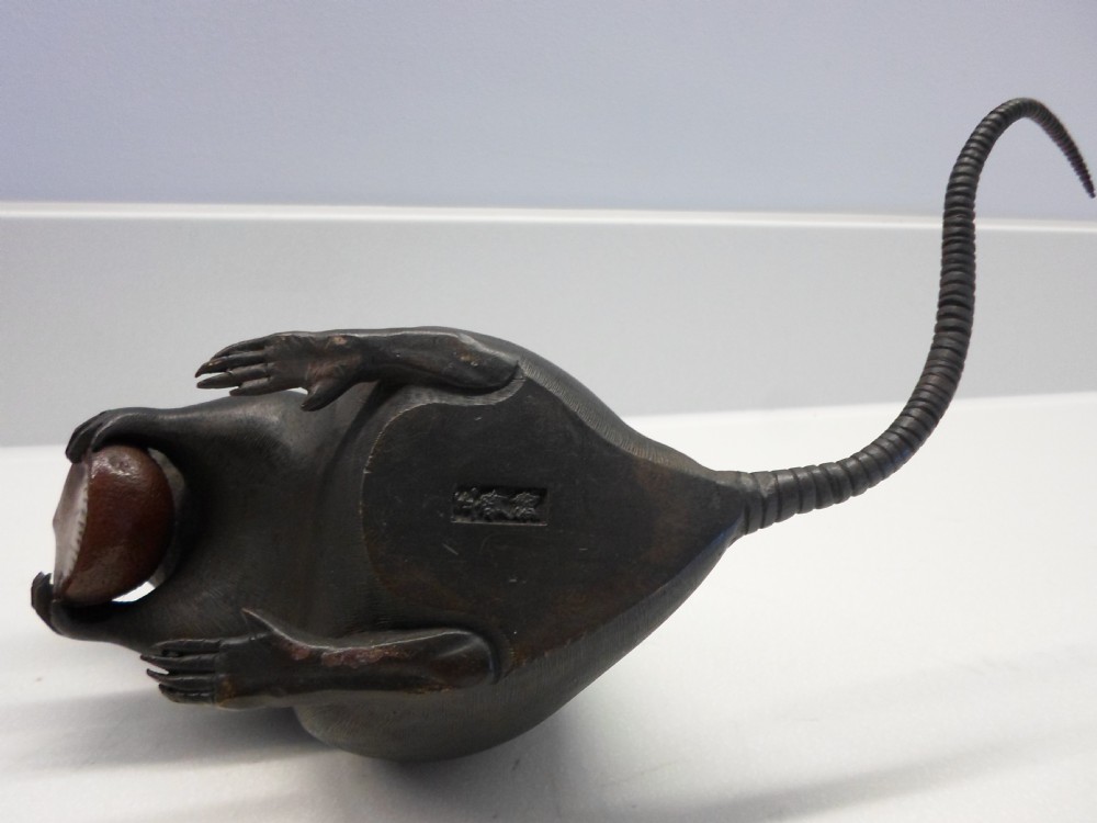 LARGE FINEST QUALITY PAIR OF JAPANESE BRONZE RAT OKIMONO'S  View XI