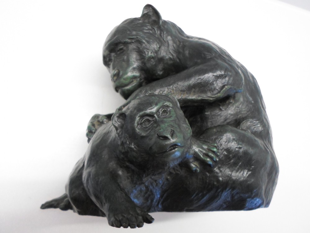 CHARMING HEAVY JAPANESE BRONZE MONKEY OKIMONO TOKYO ART SCHOOL View IV