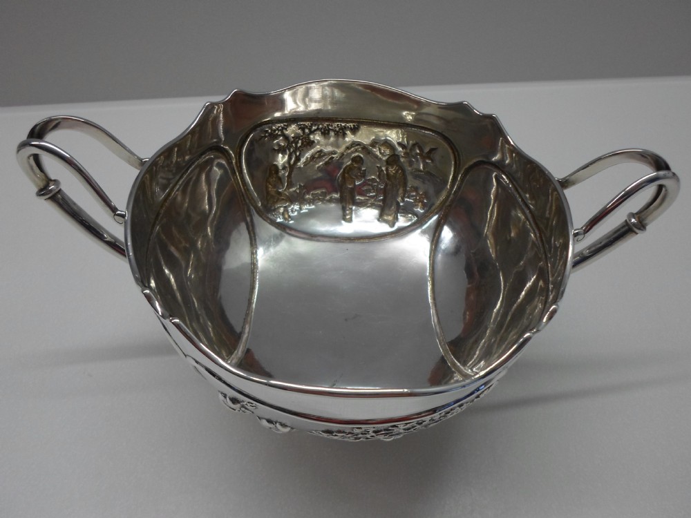 CHINESE SILVER ROSE BOWL BY WANG HING View V