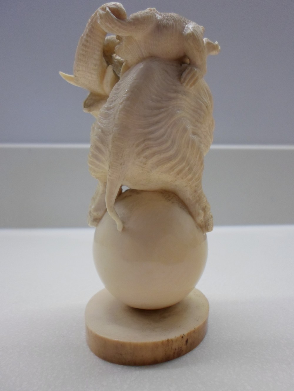 JAPANESE IVORY OKIMONO MONKEYS AND ELEPHANT MEIJI PERIOD View III
