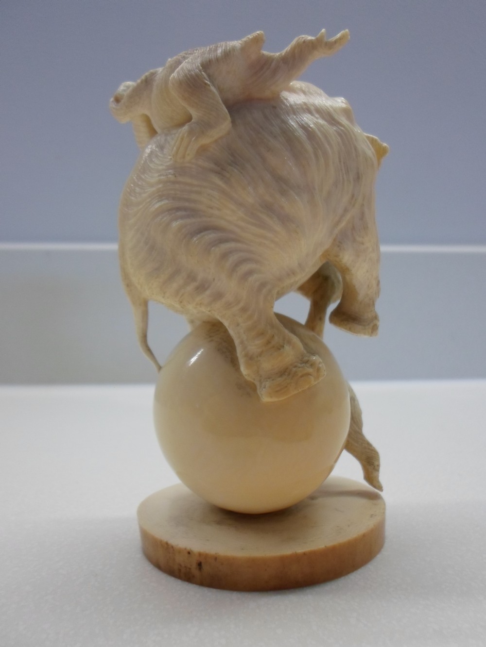 JAPANESE IVORY OKIMONO MONKEYS AND ELEPHANT MEIJI PERIOD View IV