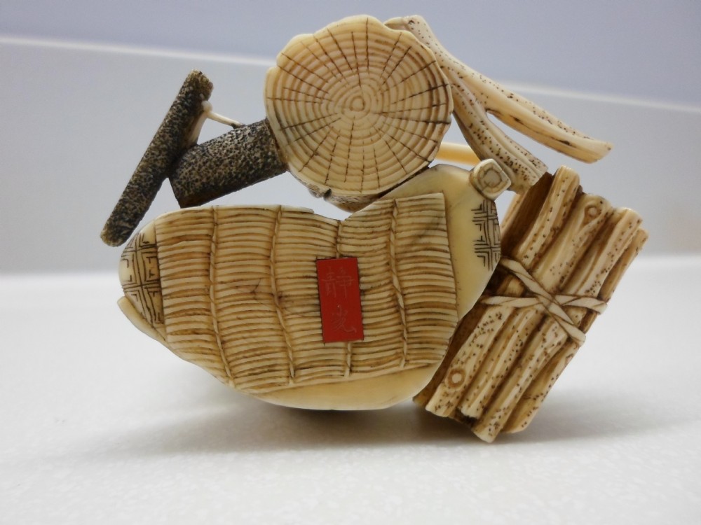 JAPANESE IVORY OKIMONO WOODCUTTER MEIJI PERIOD View VI