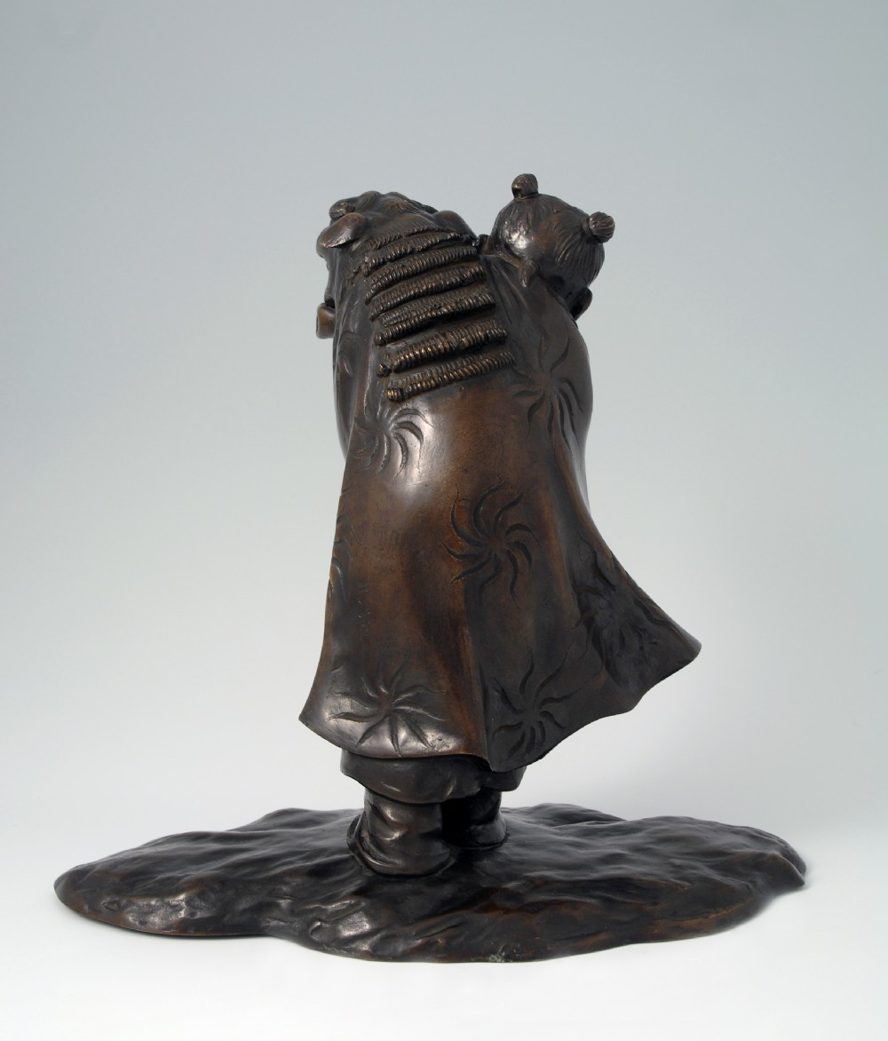 JAPANESE BRONZE DRAGON DANCING BOY SIGNED  View VII