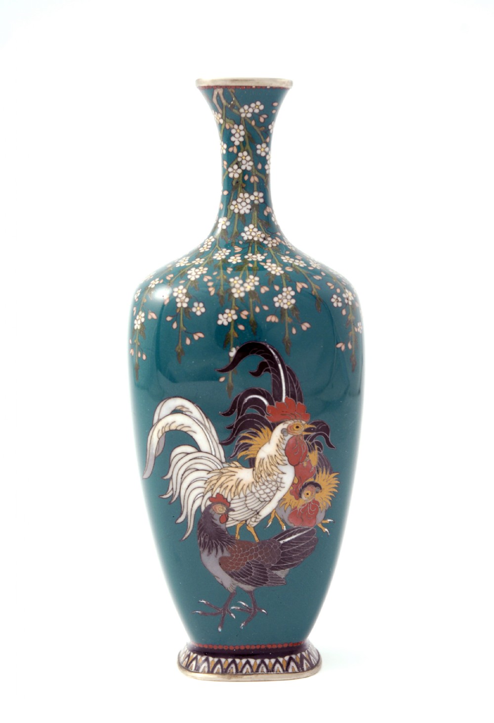FINE QUALITY SILVER WIRE JAPANESE CLOISONNE VASE 