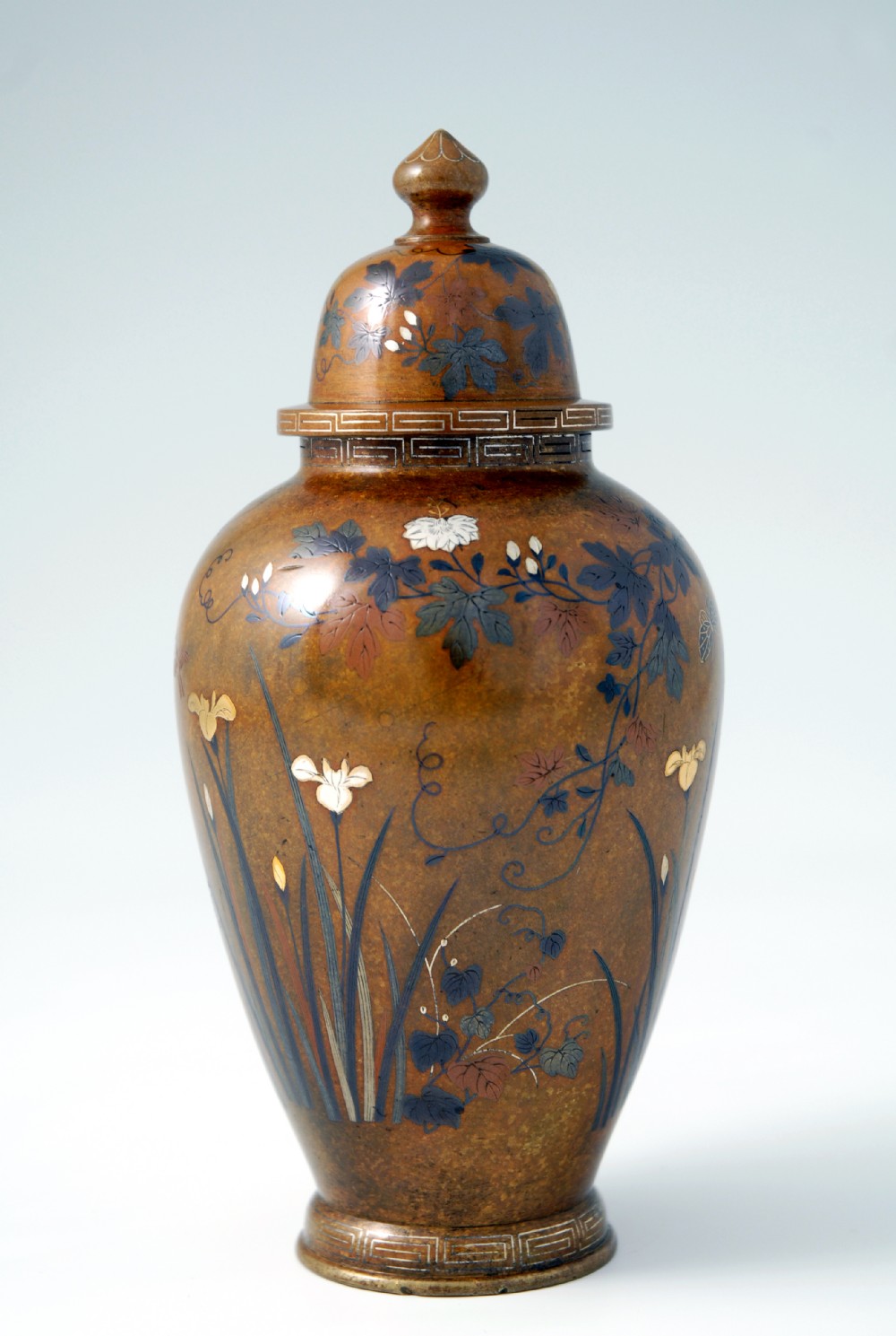 JAPANESE MIXED METAL BRONZE VASE BY NOGAWA