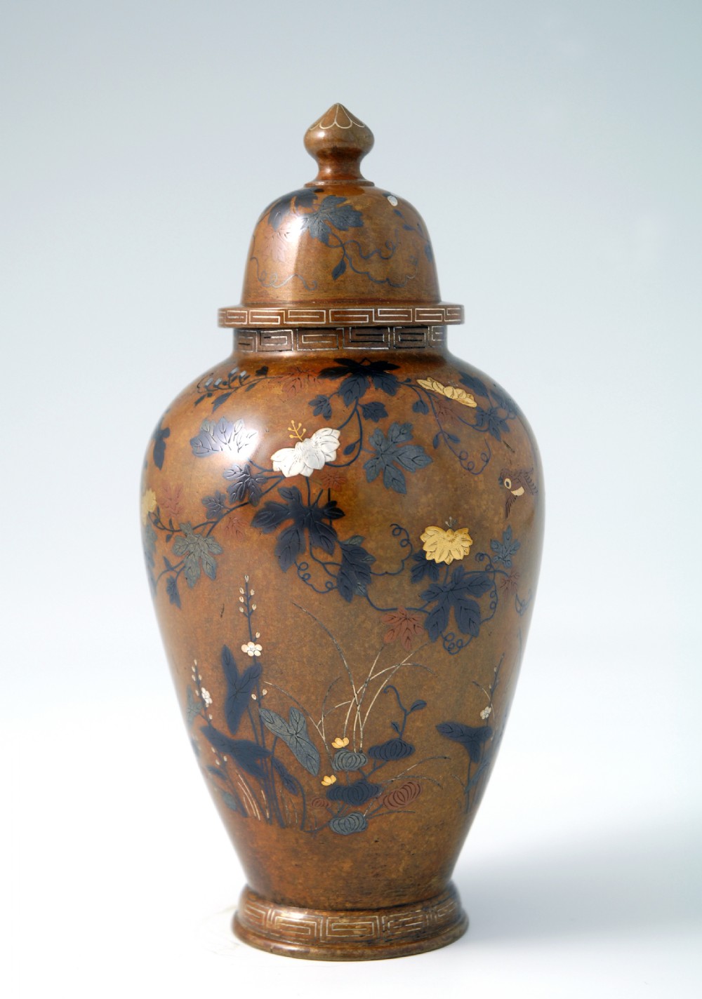 JAPANESE MIXED METAL BRONZE VASE BY NOGAWA View III