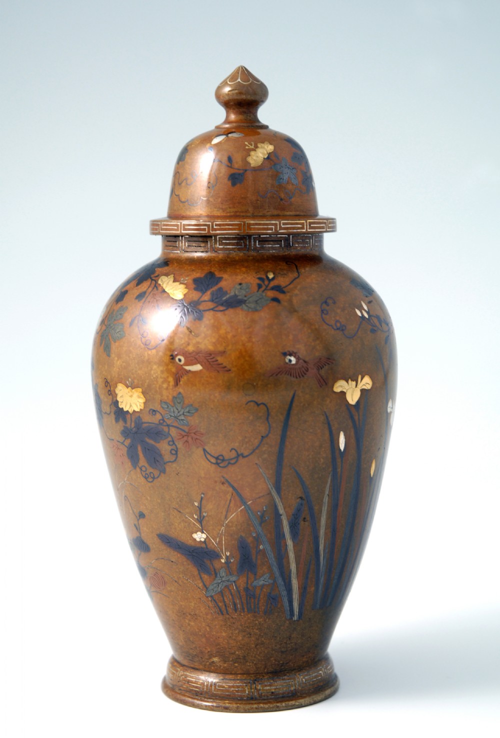 JAPANESE MIXED METAL BRONZE VASE BY NOGAWA View IV