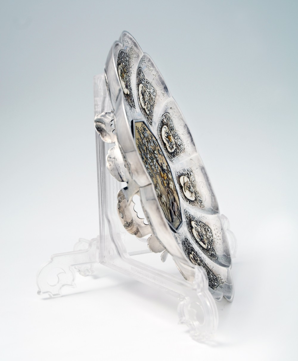 STUNNING JAPANESE SILVER AND SHIBAYAMA DISH View III