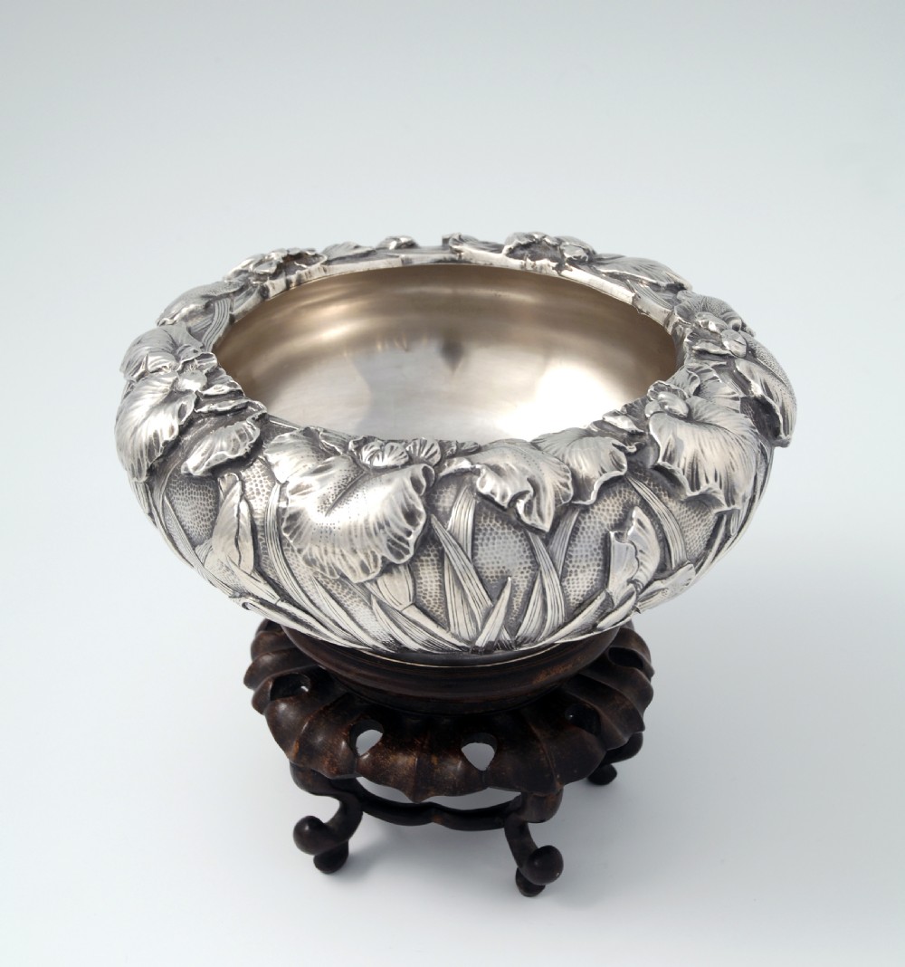 WONDERFUL JAPANESE SILVER BOWL ON STAND BY KUHN & KOMOR  View II