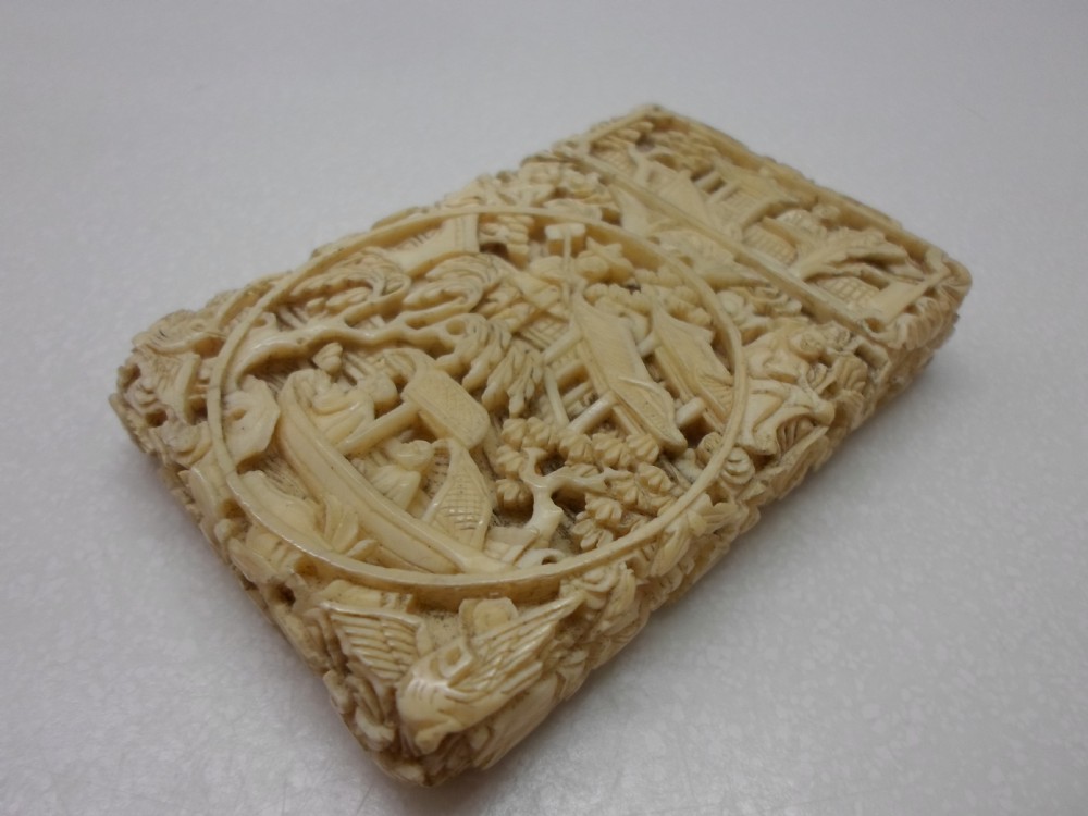 SUPERB QUALITY CHINESE CANTONESE IVORY CARD CASE View III