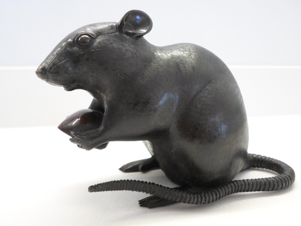 LARGE FINE QUALITY JAPANESE BRONZE OKIMONO RAT 