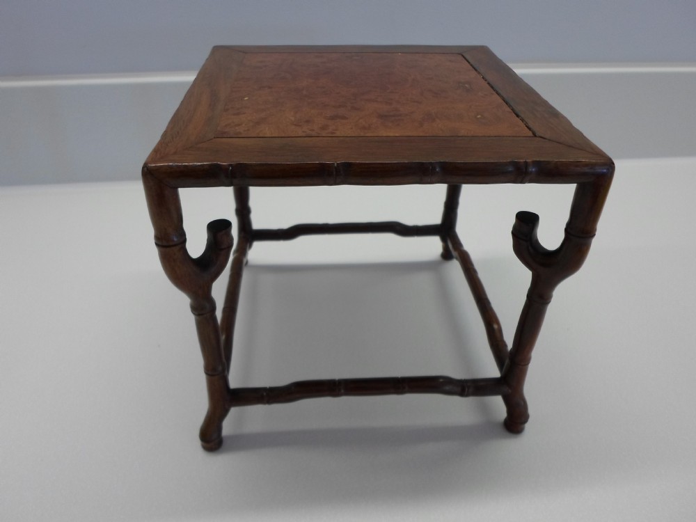 LARGE CHINESE HARDWOOD BAMBOO STYLE DISPLAY STAND View II