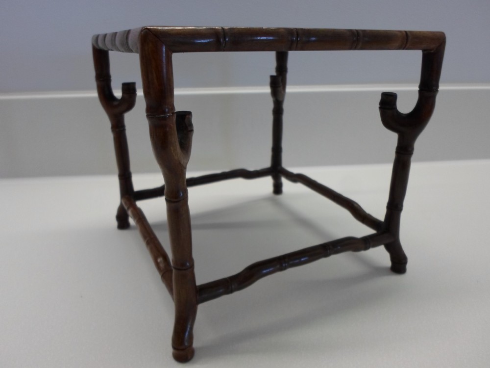 LARGE CHINESE HARDWOOD BAMBOO STYLE DISPLAY STAND View V
