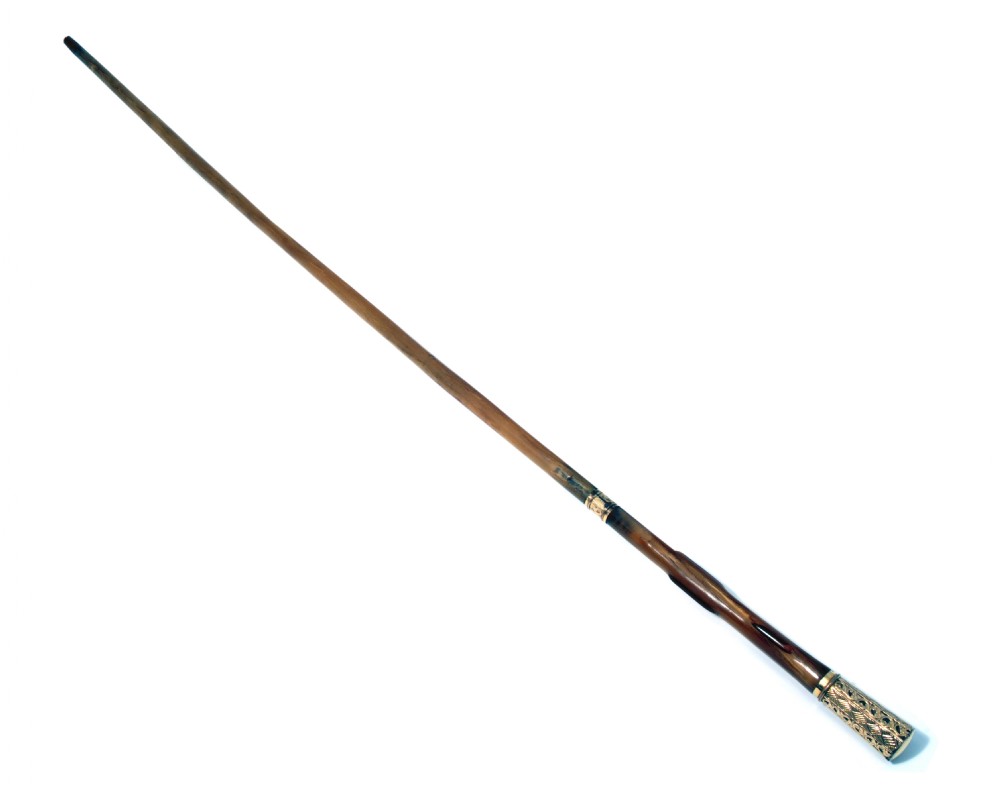 19TH C RHINOCEROS HORN SWAGGER STICK WITH CITES CERTIFICATE