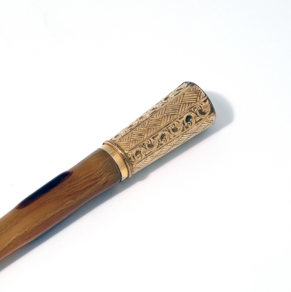 19TH C RHINOCEROS HORN SWAGGER STICK WITH CITES CERTIFICATE View II