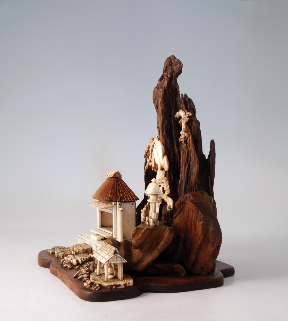  CHINESE IVORY AND WOOD TEMPLE GROUP View III