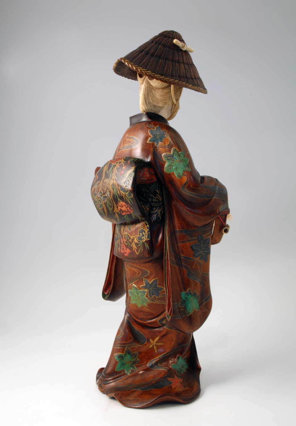 LARGE JAPANESE WOOD AND IVORY OKIMONO MUSICIAN View VI