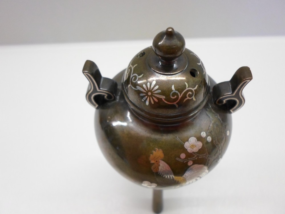 JAPANESE BRONZE AND MIXED METAL KORO MEIJI PERIOD View IV