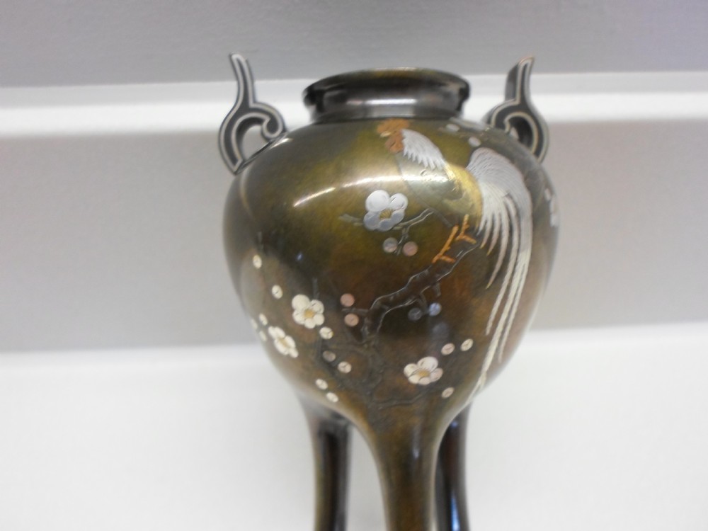 JAPANESE BRONZE AND MIXED METAL KORO MEIJI PERIOD View V