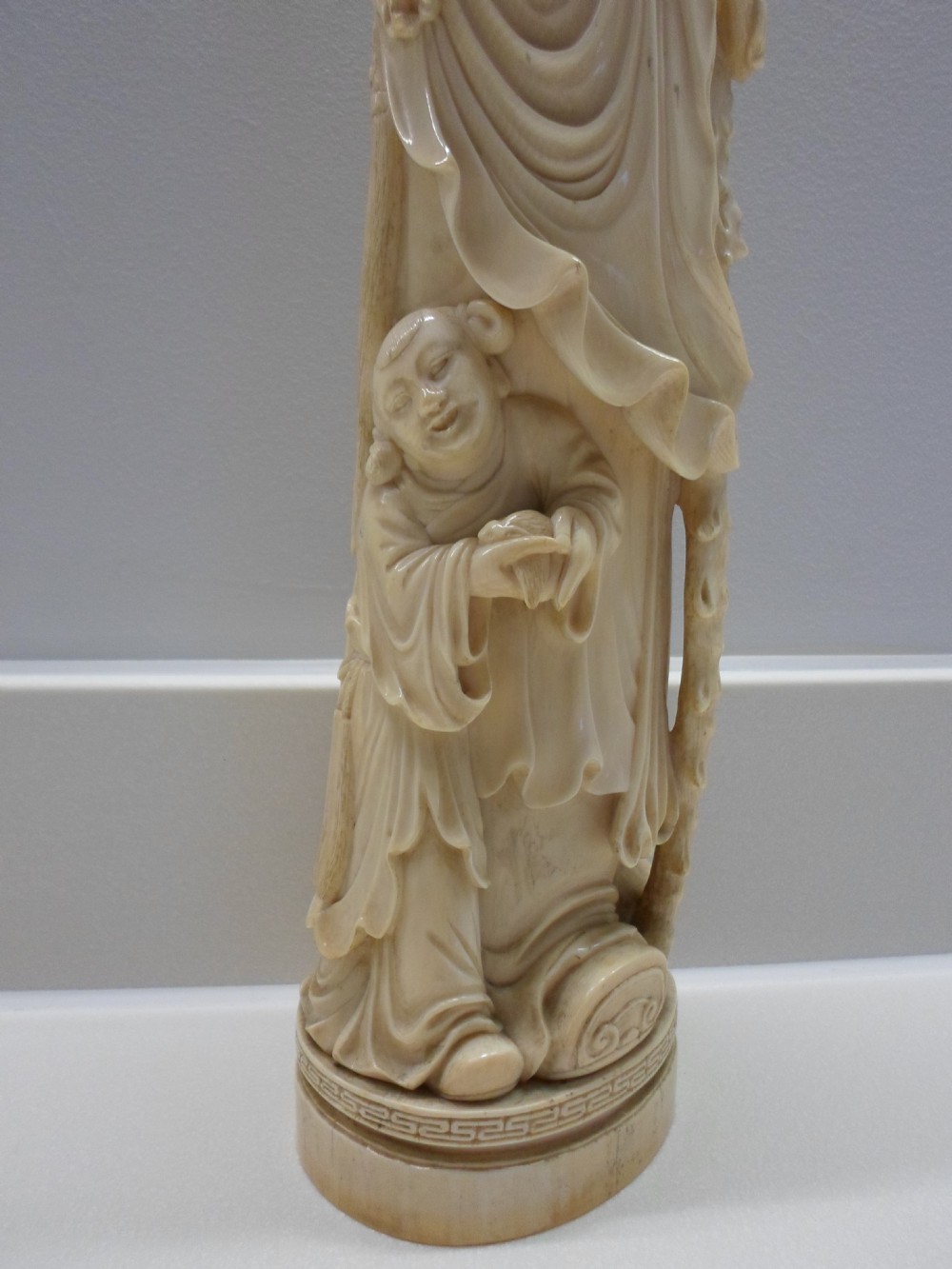 VERY LARGE CHINESE IVORY FIGURE SHOU LAO AND HIS ATTENDANT  View IV
