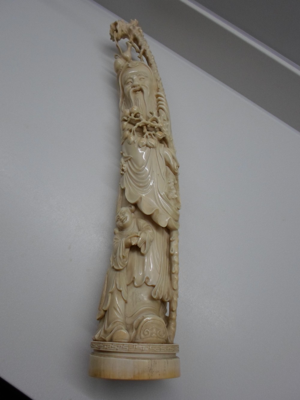 VERY LARGE CHINESE IVORY FIGURE SHOU LAO AND HIS ATTENDANT  View VII