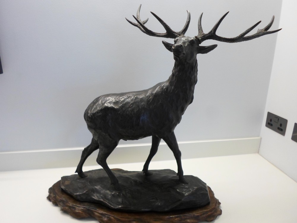OUTSTANDING QUALITY LARGE JAPANESE BRONZE STAG GENRYUSAI SEIYA
