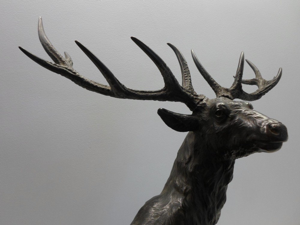 OUTSTANDING QUALITY LARGE JAPANESE BRONZE STAG GENRYUSAI SEIYA View II