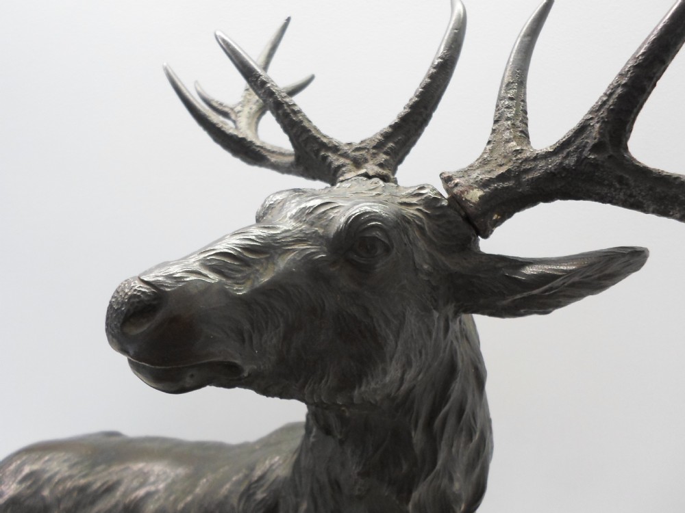 OUTSTANDING QUALITY LARGE JAPANESE BRONZE STAG GENRYUSAI SEIYA View V