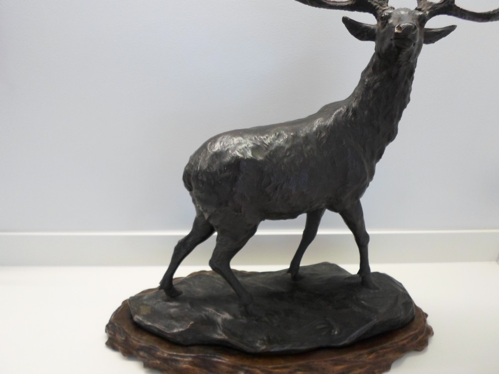 OUTSTANDING QUALITY LARGE JAPANESE BRONZE STAG GENRYUSAI SEIYA View VII